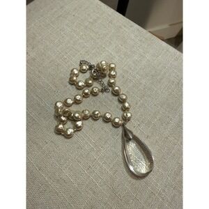 pearl and‎ glass teardrop necklace strand victorian statement bridgerton style